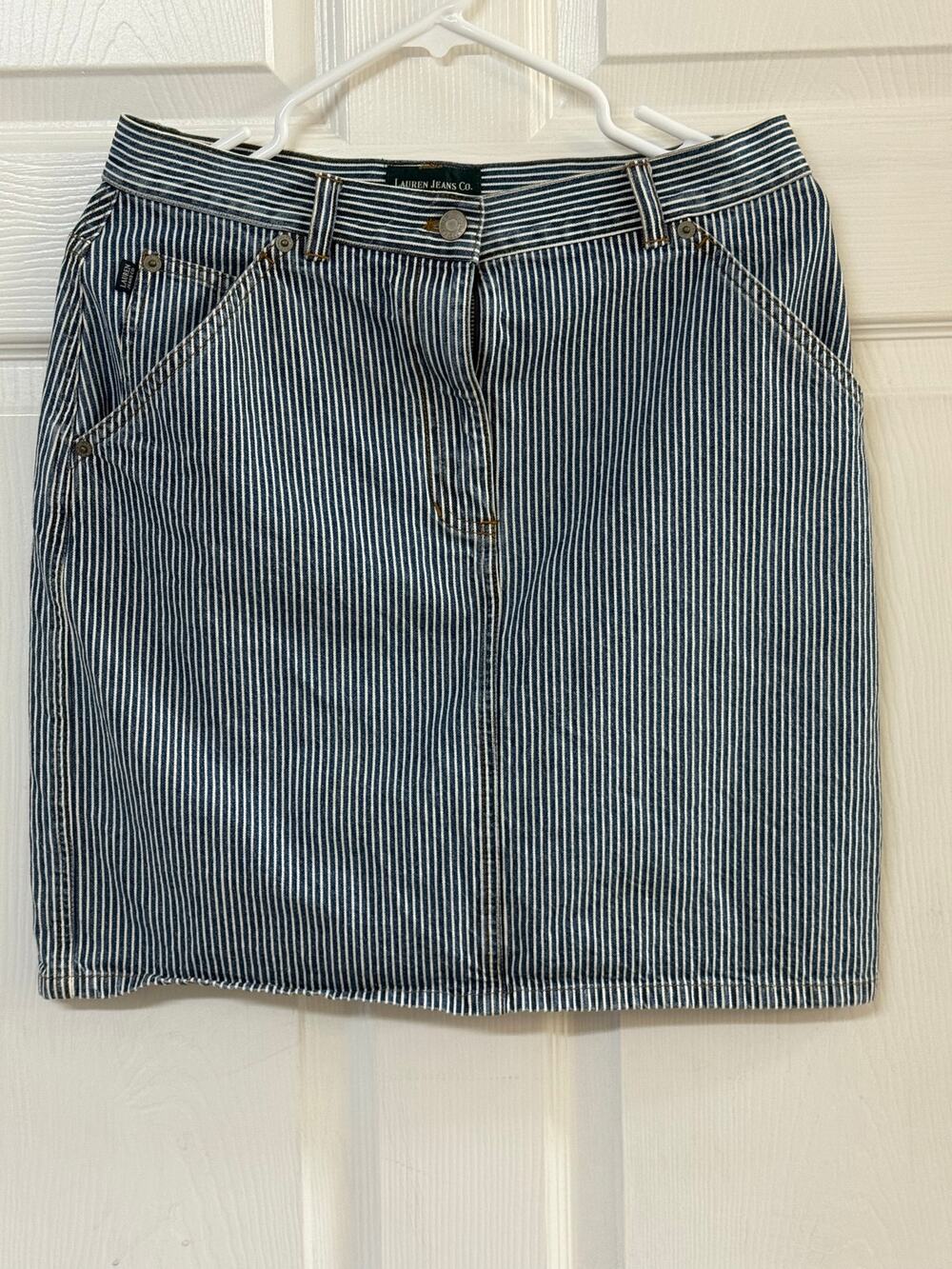 Lauren Jeans Co. Ralph Lauren Striped Denim Skirt | Size 8